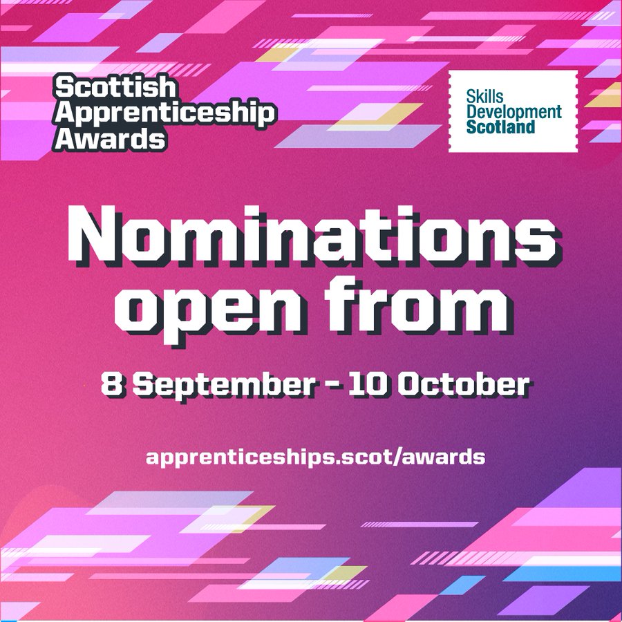 HWU_GA's tweet image. 💥Scottish Apprenticeship Awards - nominations open💥
📢 EMPLOYERS - the #ScotAppAwards celebrate the impact of apprentices across Scotland. Nominations are now OPEN!
👀CHECK out how to submit entries > bit.ly/ScotAppAwards
🚨DEADLINE is midday Friday 10 October!
@stfscotland