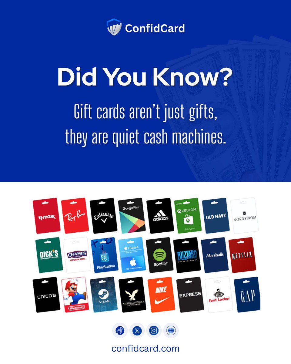confidcard's tweet photo. Did you know your gift cards aren’t just gifts?😮
They’re quiet cash machines.😎
Don't let them sleep, turn them to cash with ConfidCard!
👉Download on the Play Store.
#SmartLiving #InstantCash #GiftCardExchange #SideHustle #BuyGiftCards #SellGiftCards #GiftCards #ConfidCard https://t.co/7wXpgVRFzE
