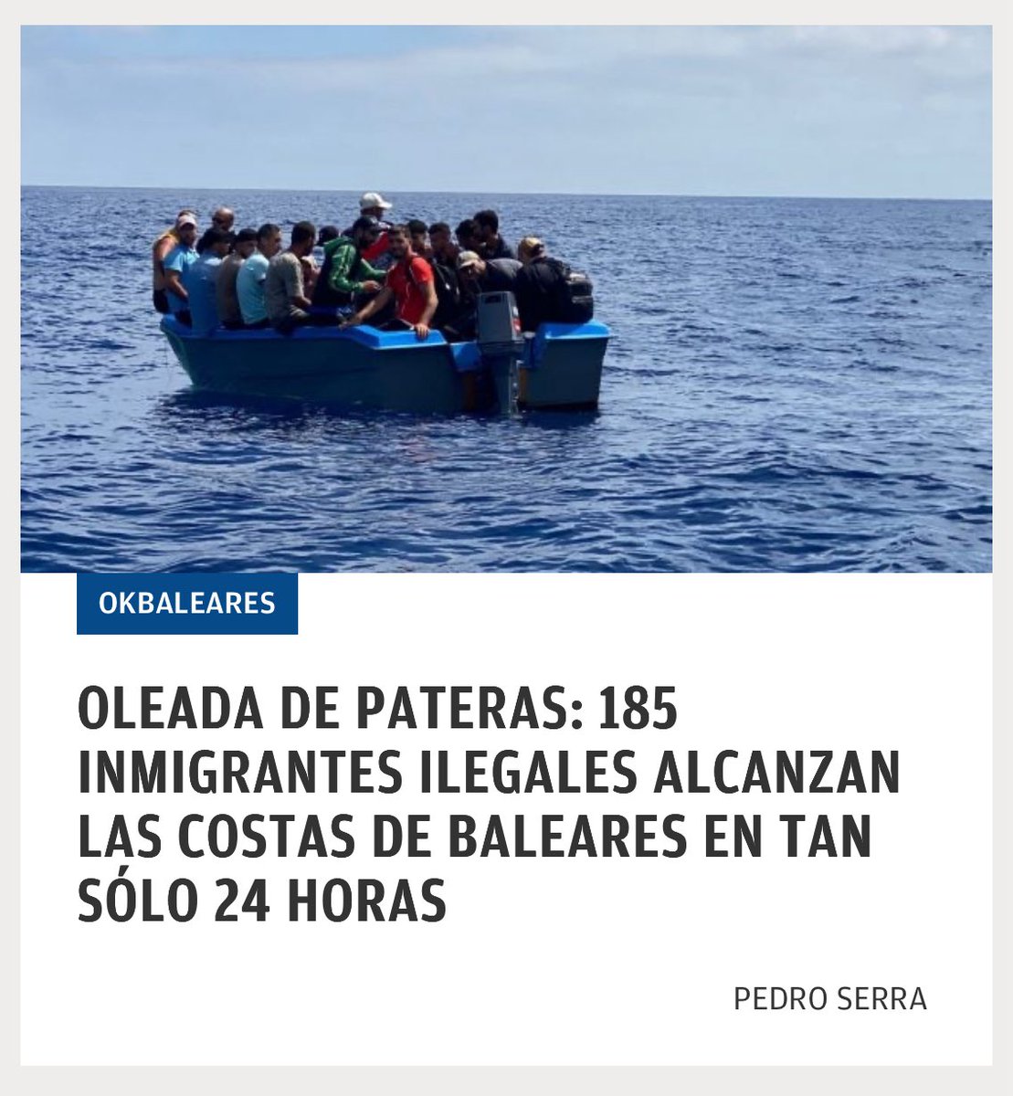 185 personas migrantes llegadas de manera irregular a las costas de las Illes Balears en apenas 24 horas.

Superamos los 5.000 personas y alcanzamos las 5.128 en este 2025.

Y ni una sola llamada de ningún ministro ni del delegado del Gobierno de Sánchez.