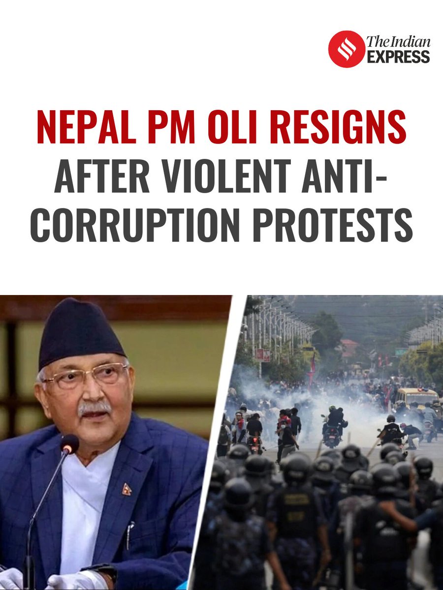 #BREAKING | Nepal Prime Minister K.P. Sharma Oli resigned on Tuesday, his aide Prakash Silwal said.

Anti-corruption demonstrators in Nepal defied an indefinite curfew today (Sept 9), clashing with police and shouting slogans against Prime Minister K.P. Sharma Oli, a day after 19