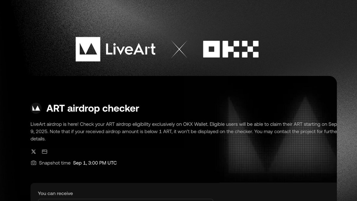SecretoDefi's tweet photo. POR FIN ‼️

Ya está aquí el Airdrop de LiveArt 🪂

Llegó el momento de comprobar nuestra elegibilidad en el reparto de $ART después de años de farmeo interminable...

Si has realizado campañas en otros protocolos cómo Layer3, Micro3, OpenSea, Gate, etc, eres elegible 😉

Os explico algunos detalles:

· El claim será el 9 de Septiembre a las 15:00 PM UTC
· Habrán 2 opciones de claim > Standar (10% desbloqueado en TGE y el resto se libera linealmente en 6 meses) o Delay Claiming (si pospones el claim puedes ganar hasta +120% de tokens respecto al estándar)
· Snapshot el 1 de Septiembre 📸

De momento sólo se puede comprobar tu allocation usando la OKX Wallet (simplemente importa tu seed y listo):

🔗 https://t.co/UrdjcooooE

Por mi parte, será un instasell ya que no veo ninguna utilidad real que pueda aportar valor al token (el staking es insuficiente)

Dicho esto, ¿Cuantos tokens os caerán? 🤔

Yo 683 😅