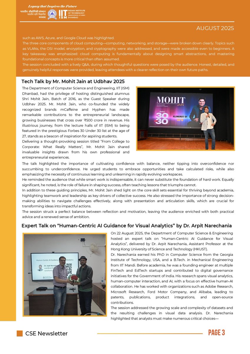 cse_iitism's tweet image. The August 2025 edition of BYTE STREAM is here!
From achievements to events & student stories — dive into the highlights that capture the vibrant spirit of our CSE Department.
#ByteStream #CSEDiaries #CampusVibes #TechTales #StudentSpotlight #Newsletter