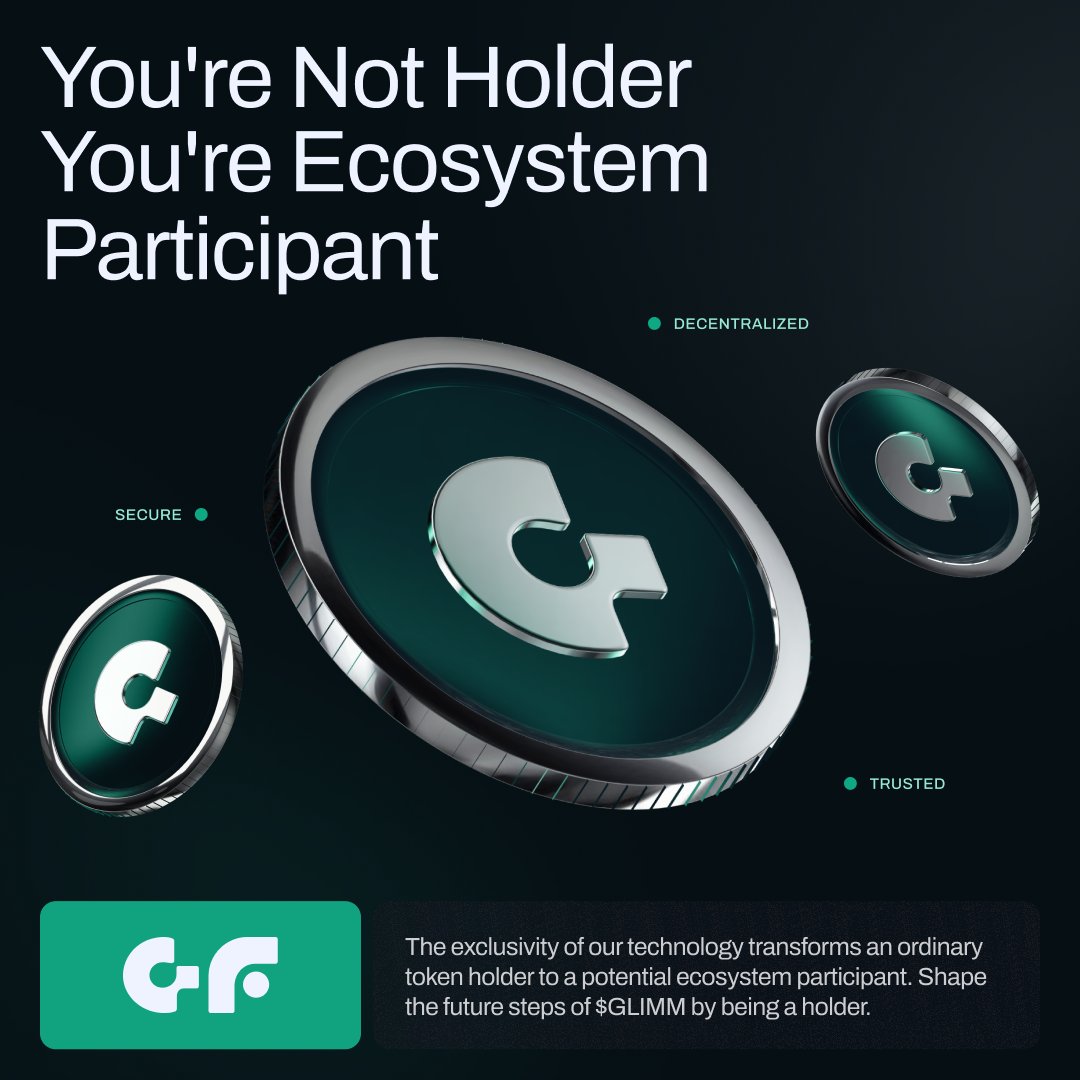 💡 The exclusivity of our technology transforms an ordinary token holder to a potential ecosystem participant.

Shape the future steps of $GLIMM by being a holder.

Together with the Glimmer Finance team.