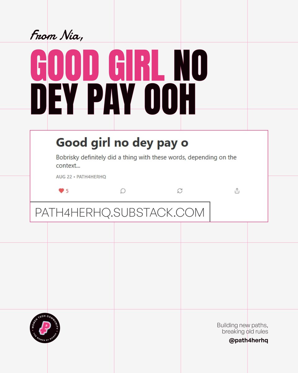 path4herhq's tweet image. Good girl no dey pay ooh, but our newsletter? pays in knowledge and glow-up moves just for you. 💅🏽
Subscribe now and thank us later 💌