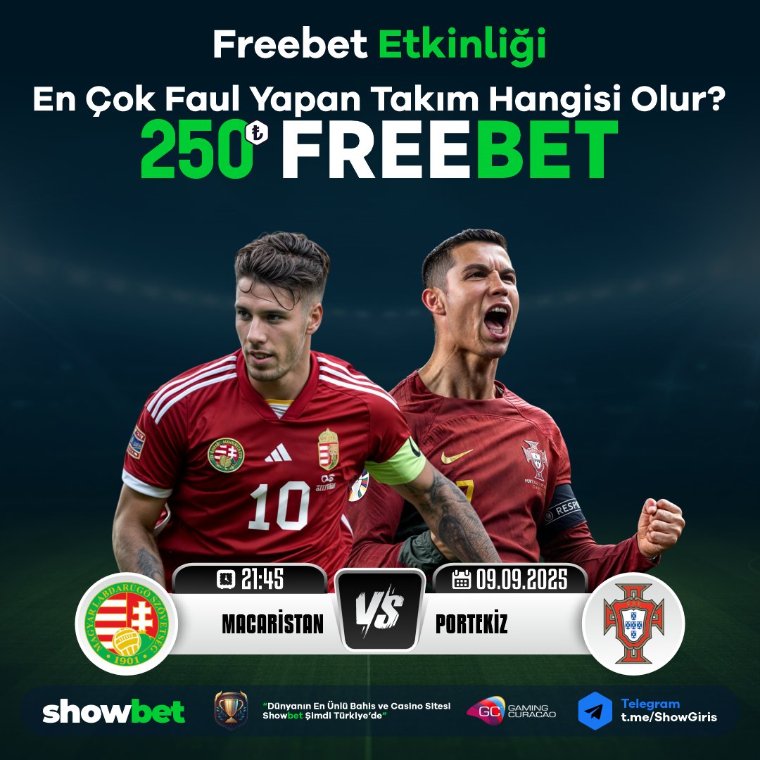 🎁#Showbet te Freebet Ödüllü Tahmin Etkinliği

MACARİSTAN 🆚  PORTEKİZ

🥊En Çok Faulü Hangi Takım Yapar  ⁉️

💰Doğru Tahmin Yap 2️⃣5️⃣0️⃣ ₺ Freebet Kazan🎉

➡️Etkinliğe Katılım İçin t2m.io/guncel_giris

#onlinegelir #kariyer #zenginlikruhu2025 #parakazantr