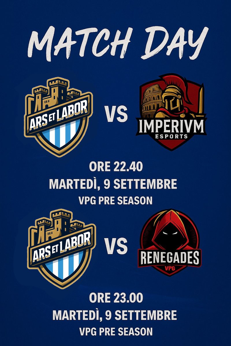 RealBonitoESP (@realbonito_esp) on Twitter photo Stasera parte la nostra avventura in VPG Italia!
Due battaglie ci aspettano
🕒 ore 22:40 vs Imperivm Esports
🕒 ore 23:00 vs <a href="/RenegadesVPC/">Renegades VPC</a>
Questa preseason deciderà la nostra lega… ma il vero verdetto lo daremo NOI, uniti, compatti e con la voglia di dimostrare chi siamo.
🤍🩵 Stasera parte la nostra avventura in VPG Italia!
Due battaglie ci aspettano
🕒 ore 22:40 vs Imperivm Esports
🕒 ore 23:00 vs <a href="/RenegadesVPC/">Renegades VPC</a>
Questa preseason deciderà la nostra lega… ma il vero verdetto lo daremo NOI, uniti, compatti e con la voglia di dimostrare chi siamo.
🤍🩵