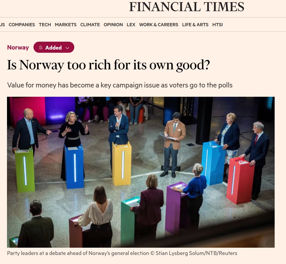 Internasjonale medier stiller ifm. valget seg det relevante  spørsmålet: har vi fått 'Norske syken' ?

Som FT påpeker;  «… skolesystemet henger etter sammenlignet med fattigere land som Estland, og helsevesenet, som riktignok ikke er i krise, sliter med flere utfordringer"