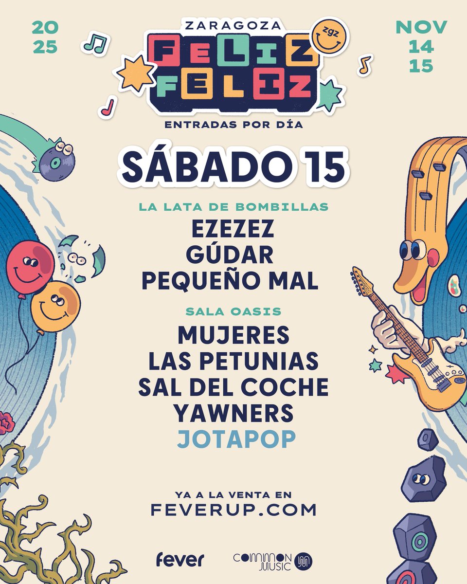 (: zaragozafelizfeliz :) (@zgzfelizfeliz) on Twitter photo 🎈🎈🎈CARTEL POR DÍAS y SALAS 🎈🎈🎈
Si te quedaste sin abono ya puedes comprar entradas de día para los conciertos de la sala Oasis (incluyen los 4 conciertos + djs toda la noche) donde se celebrará el grueso del Aquelarre Pop 💥 
Ya a la venta por aquí linktr.ee/zaragozafelizf… 🎈🎈🎈CARTEL POR DÍAS y SALAS 🎈🎈🎈
Si te quedaste sin abono ya puedes comprar entradas de día para los conciertos de la sala Oasis (incluyen los 4 conciertos + djs toda la noche) donde se celebrará el grueso del Aquelarre Pop 💥 
Ya a la venta por aquí linktr.ee/zaragozafelizf…