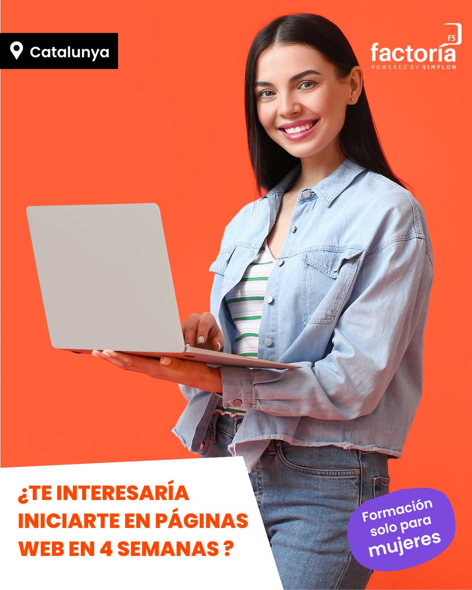 💻 ¿Te interesaría una formación de Introducción a las #páginasWeb, dirigida a #mujeres en situación de #desempleo en #Catalunya?

En 4 semanas podrías conocer:
> Creación y edición de contenidos digitales
> HTML5 y CSS3
> Primeros pasos en JavaScript

👉 factoriaf5.typeform.com/ada-2025?utm_s…