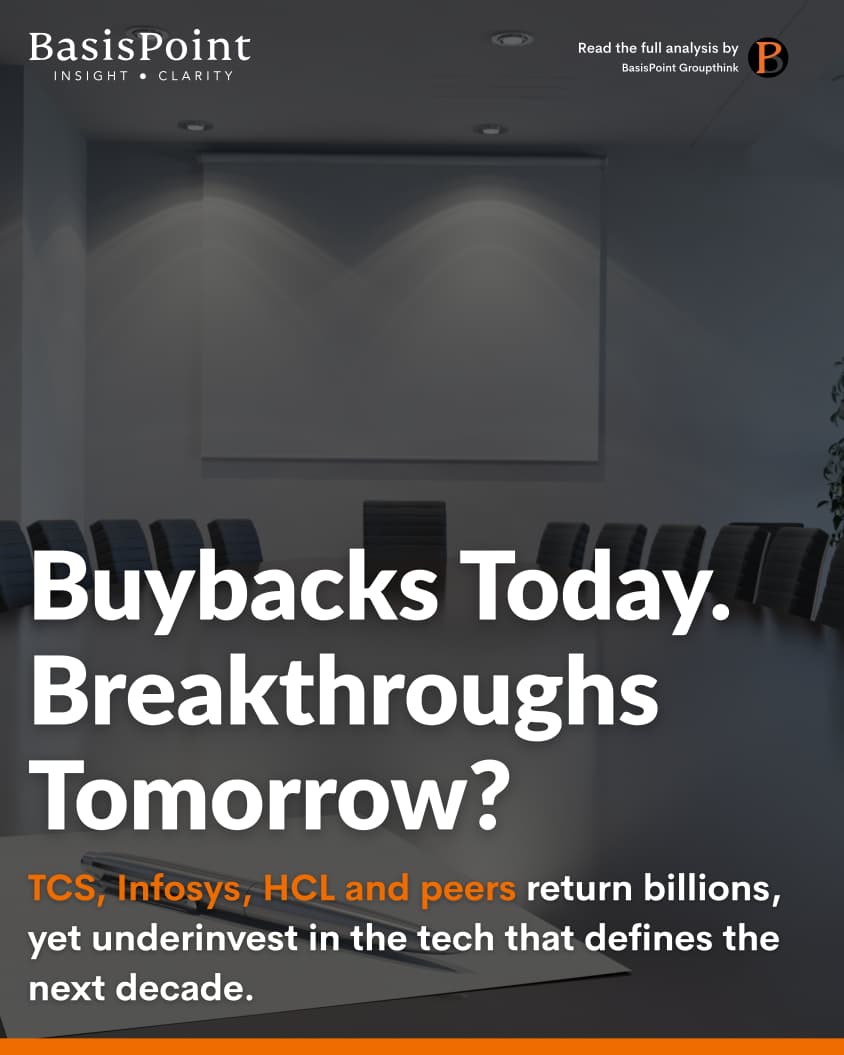 91basispoints's tweet image. Buybacks today. Breakthroughs when?

We unpack why safe payouts can starve ideas in India’s IT.

Read the full piece by BasisPoint Groupthink:
basispointinsight.com/Story/Home/cas…

#CapitalAllocation #RandD #AI #Cloud #Moats #IndianIT #BasisPointInsight