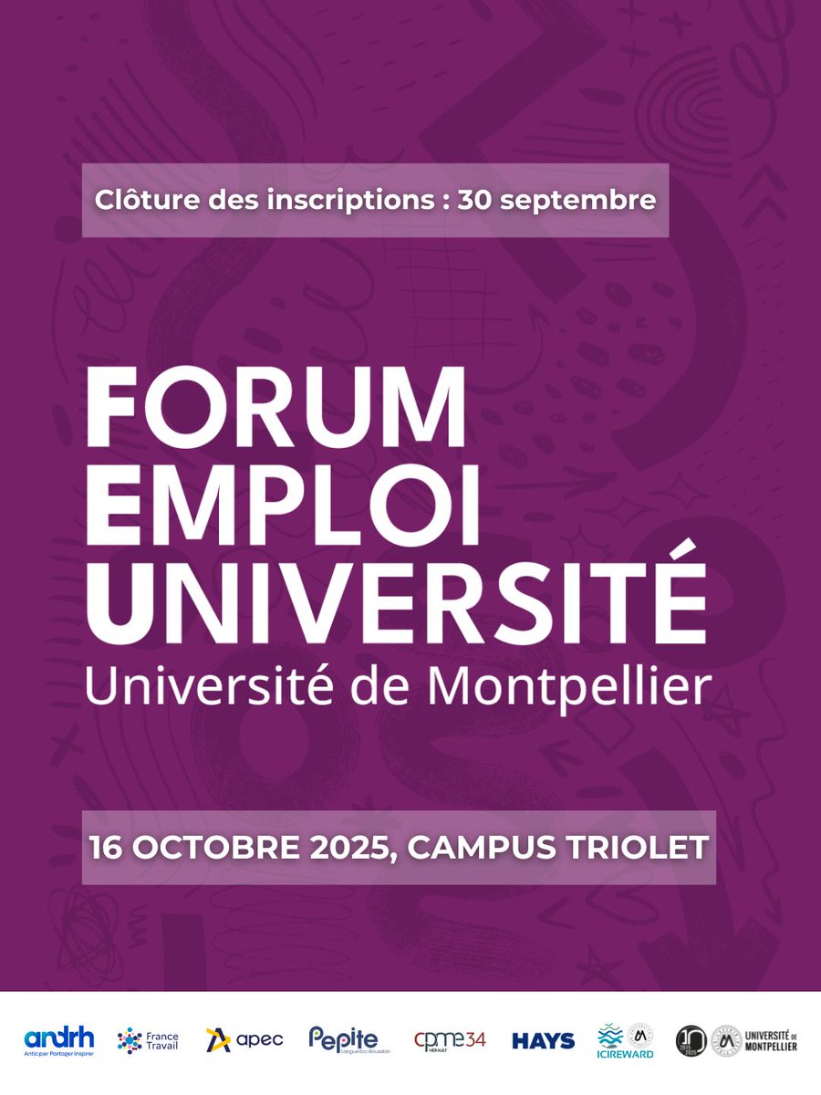 📅 Recruteurs, vos futurs collaborateurs vous attendent le 16 octobre !
 
🚀 Inscrivez vous au Forum Emploi de l'<a href="/umontpellier/">Université de Montpellier</a> et recrutez sur place, au Campus Triolet.
 
Inscription :lnkd.in/eFgqCJKH
Plaquette :lnkd.in/eYFc5Zpd
+ info : tinyurl.com/477xyv4v