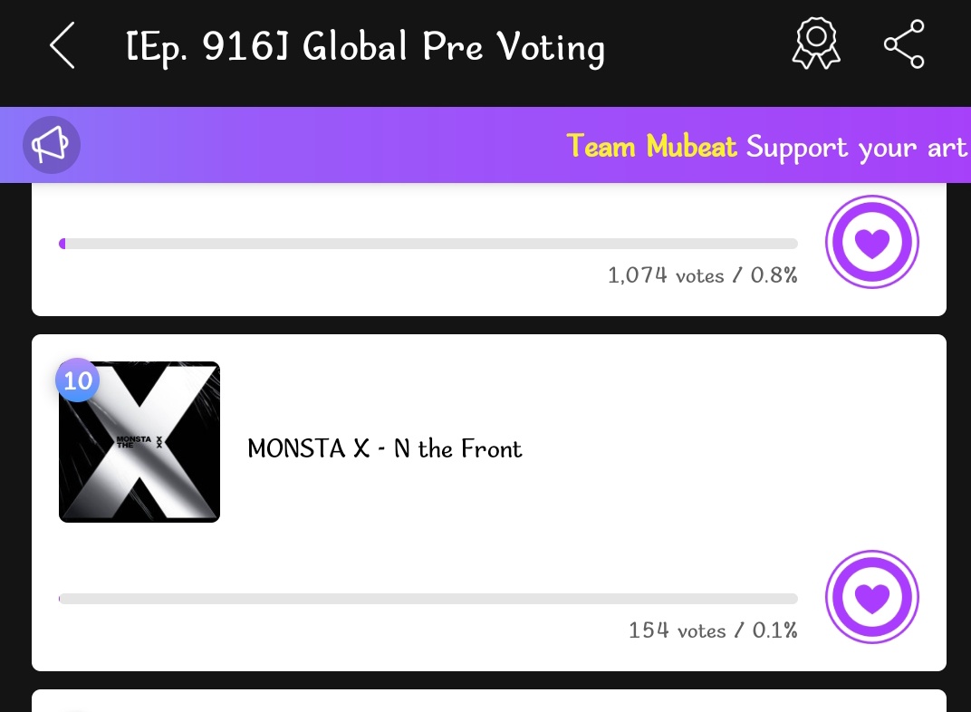 [ SHOW! MUSIC CORE - #MONSTAX- PRE VOTE]

<a href="/OfficialMONSTAX/">몬스타엑스_MONSTA X</a> is nominated for the pre vote in the SHOW! MUSIC CORE.

🔗mubeat.applink.info/WyQRcxR5PH

Current rank - 10th.

Ends on Sep 11 at 11 KST

#몬스타엑스 #MONSTAX #MONSTA_X <a href="/Official_MX_jp/">MONSTA X OFFICIAL JP</a>