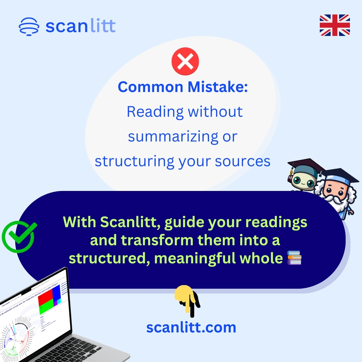 scanlitt's tweet photo. ❌ Common mistake: Reading without synthesizing or structuring all your sources.  

With @scanlitt, guide your readings and transform them into a structured, meaningful whole. 

✨ Come discover our solutions!

#AcademicResearch #Innovation  #Scanlitt #AI #Science #SearchEngine https://t.co/Sl7xB2YhIC