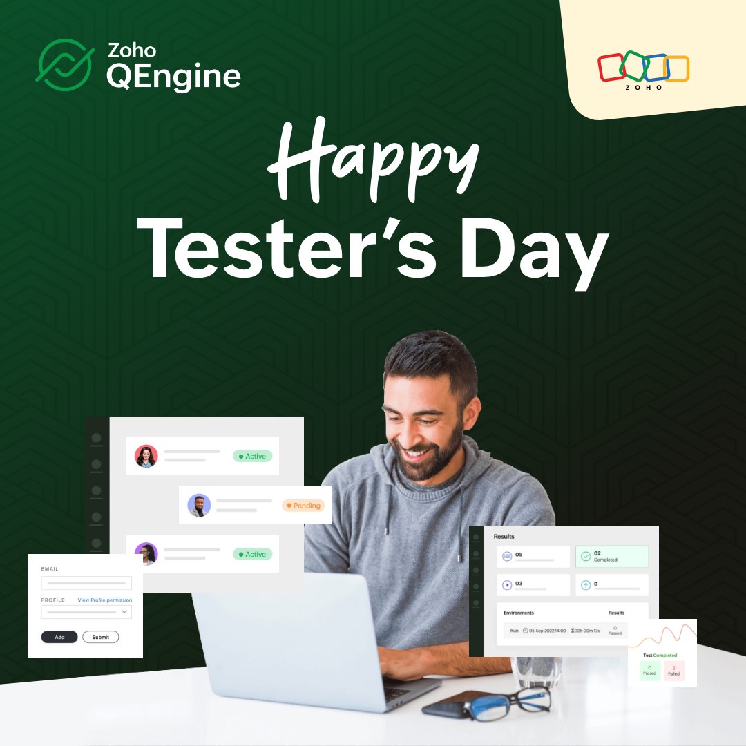 ZohoQEngine's tweet image. Zoho QEngine wishes you a Happy Tester&apos;s Day! 💚