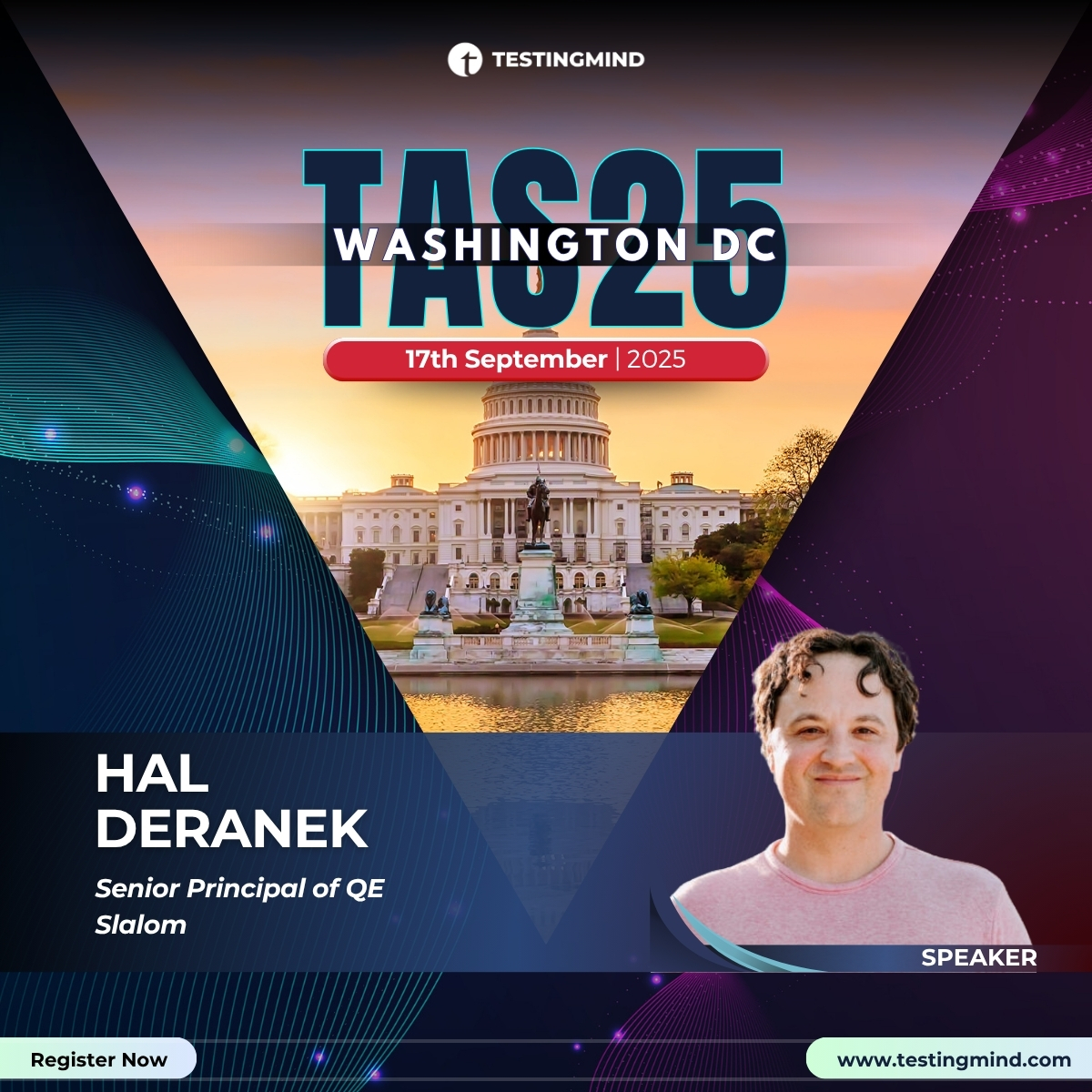 testingmindcon's tweet image. 🚀 Featured Speaker Spotlight!
At #TestAutomationSummit – Washington DC (Sept 17, 2025), Hal Deranek (Slalom) will share:

🎤 Practical Applications of AI for Testing

- Smarter, faster QA
- Future-ready testing strategies

🎟️ Register now: linkedin.com/smart-links/AQ…

#Testingmind