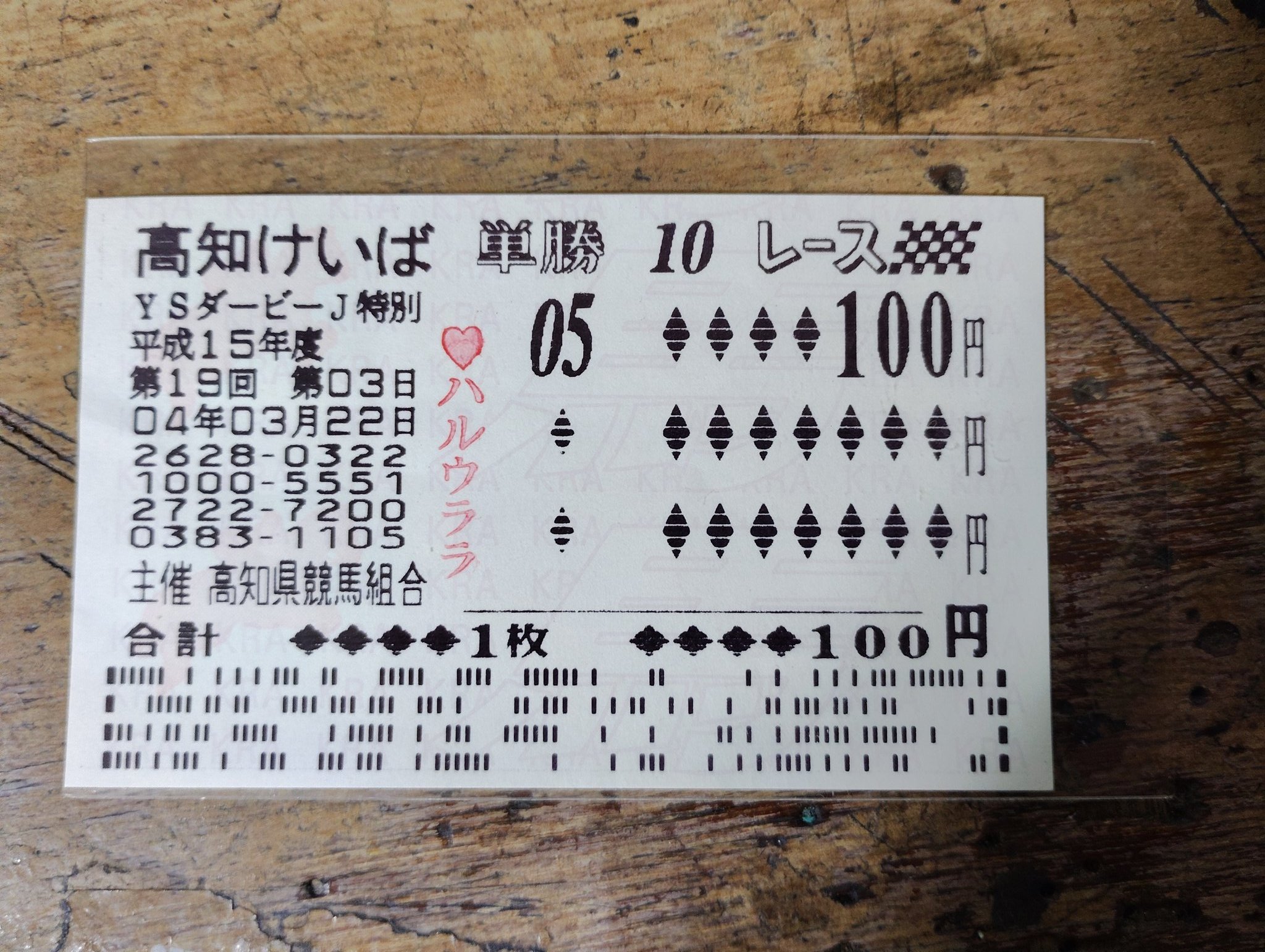 2025，豊富な ハルウララ 高知けいば YSダービーJ特別 平成15年 第19