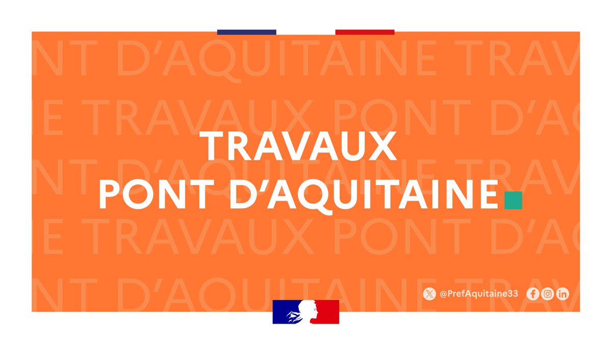 #Travaux 🌉 | Fermeture dans les deux sens de circulation de la section de rocade A630 comprise entre l’échangeur 2 (Lormont - Croix Rouge) et l’échangeur 4 (Bordeaux– Labarde) :

🗓️ du 10/09 (21h) au 11/09 (6h)
🗓️ du 11/09 (21h) au 12/09 (6h)
🗓️ du 13/09 (22h) au 14/09 (18h)
