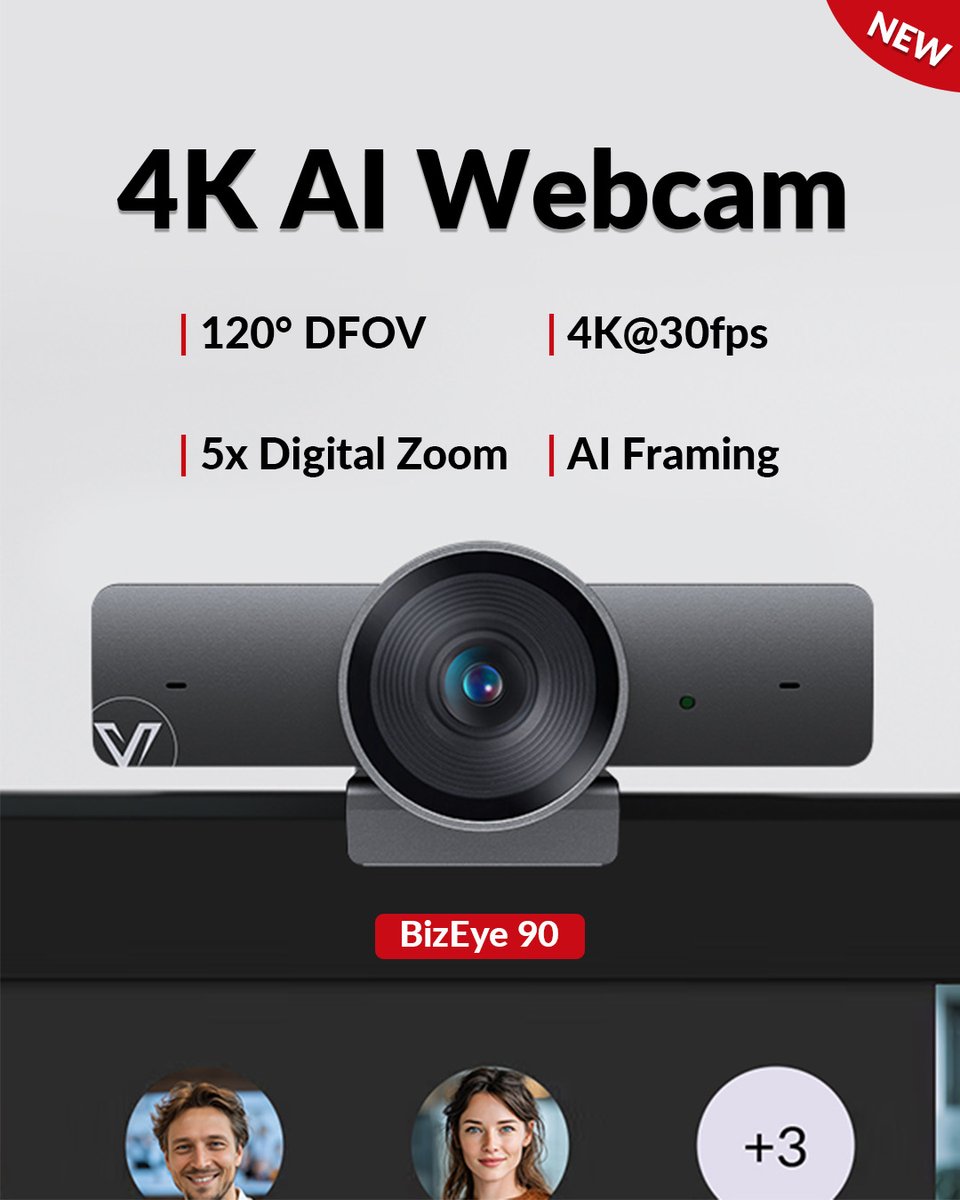 av_access's tweet image. New Product Release: BizEye 90 4K AI Webcam 

Designed for smarter, clearer, and more engaging meetings, the BizEye 90 brings powerful AI-driven features to your conference room:
✔️4K Ultra HD 
✔️120° Wide-Angle View 
✔️ 3 AI Smart Modes 

Shop now:bit.ly/4m9iHhR
#webcam
