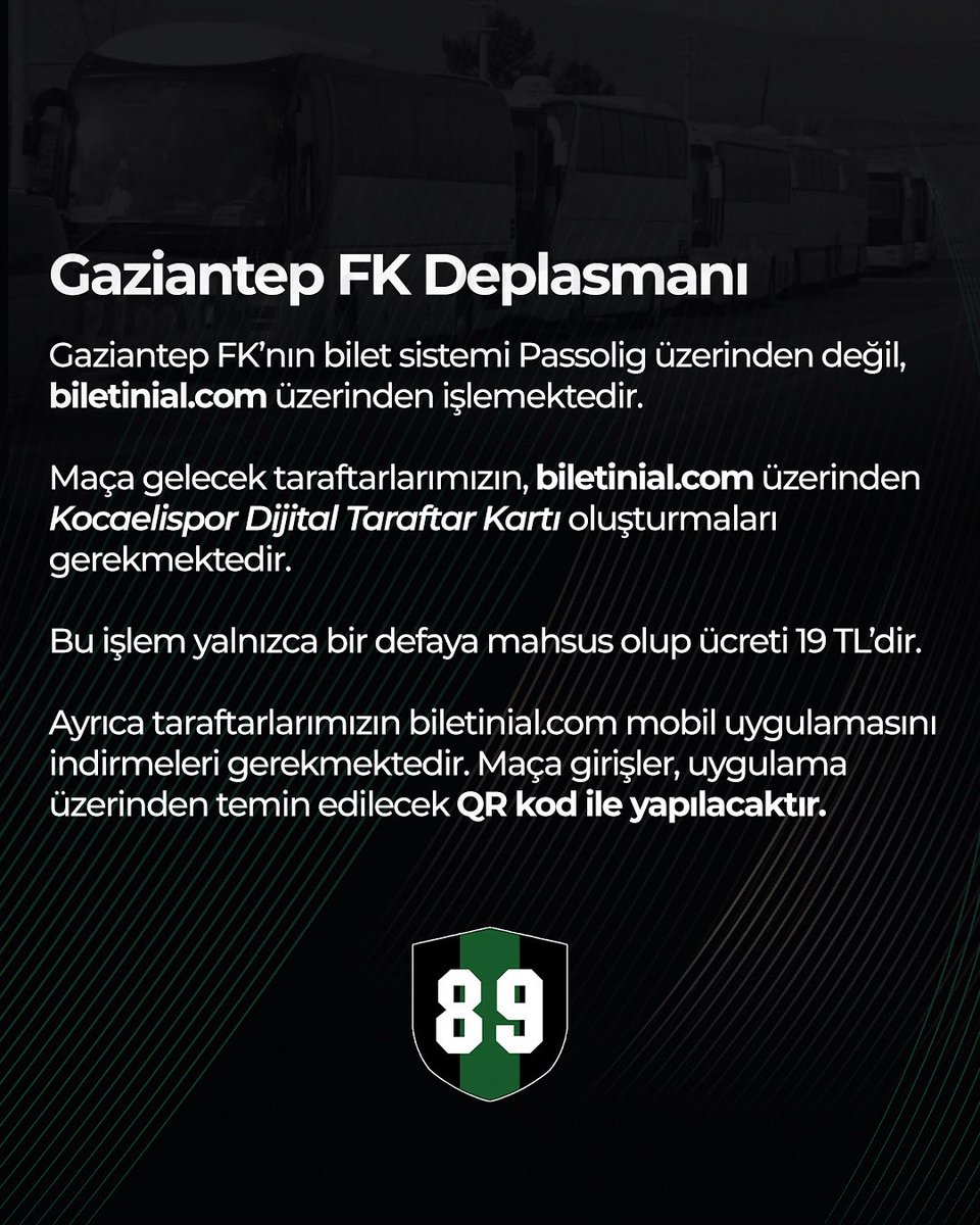Gaziantep FK deplasmanına gelecek taraftarlarımızın dikkatine 🔔