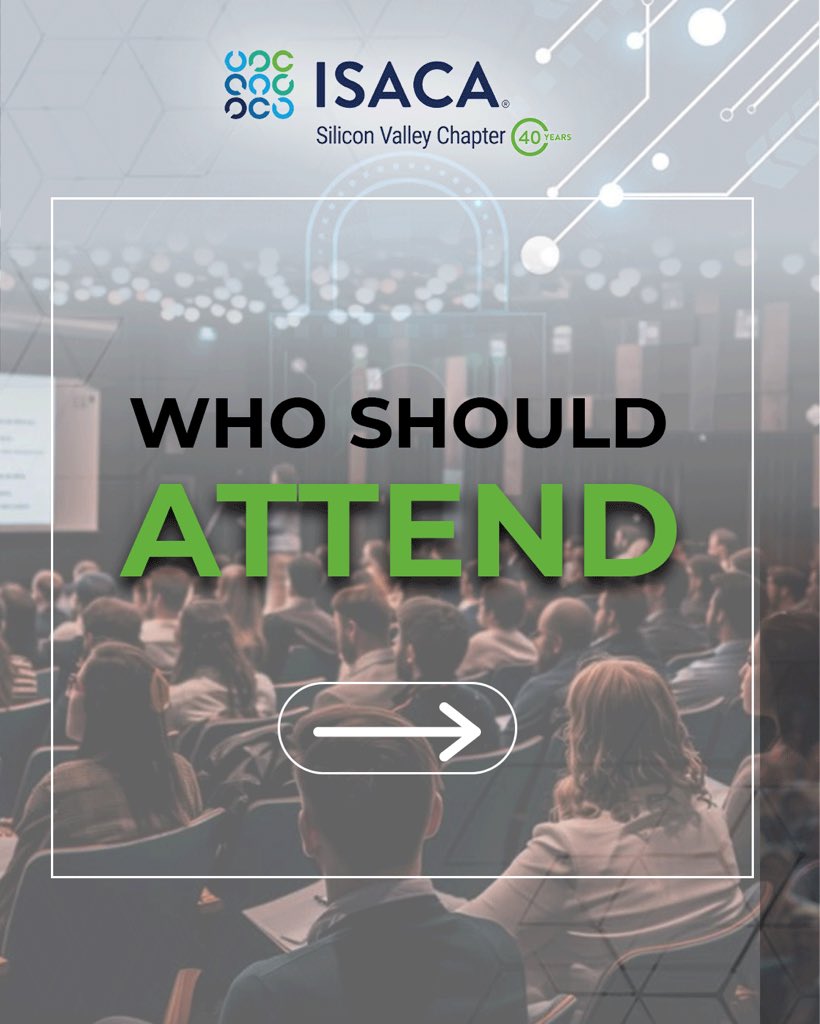 ISACASVEngage's tweet image. Tech leaders, risk managers, auditors, students &amp;amp; innovators shaping the digital future.
Join ISACA Silicon Valley Chapter &amp;amp; be part of the conversation on responsible AI, cybersecurity &amp;amp; governance. 

#ISACASiliconValley #SVTech #Cybersecurity