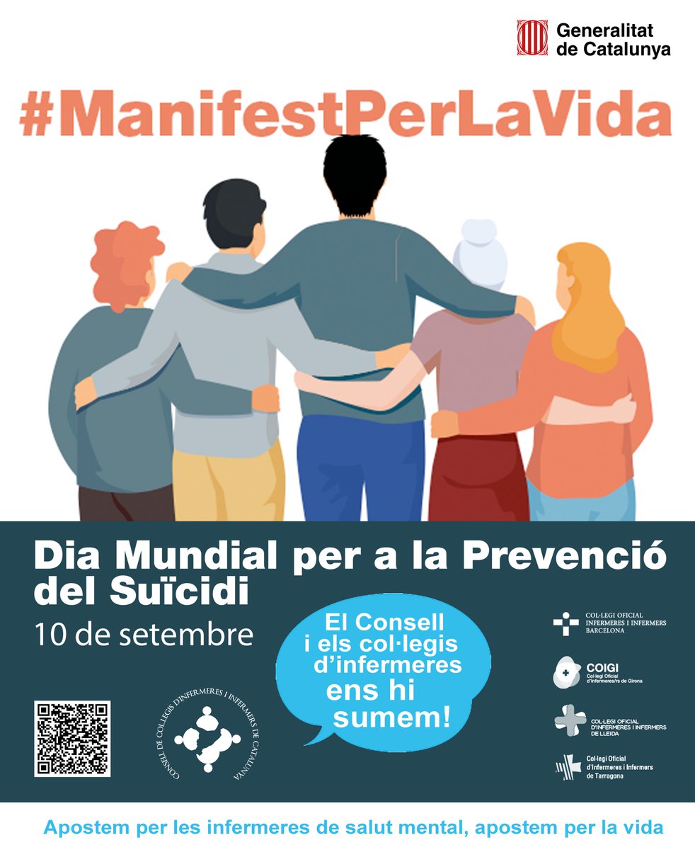 infermerescat's tweet image. #10set "Apostem per les infermeres de salut mental, apostem per la vida"

El CCIIC i els col·legis d’infermeres ens sumem al #ManifestPerLaVida @salutcat #DiaPrevencióSuïcidi
Llegiu a consellinfermeres.cat/ca/noticies/di… @COIBarcelona @COIGIrona @InfLleidaCOILL @codita_tgn @ASCISAM @AIFICC
