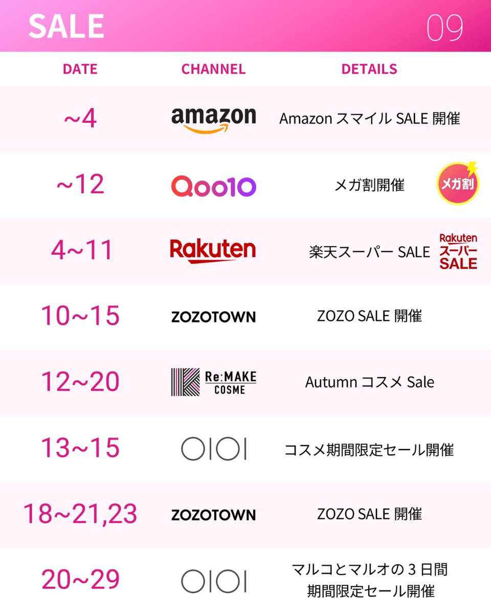 \9月のリメイクカレンダー/

お得情報を見逃さないように💖