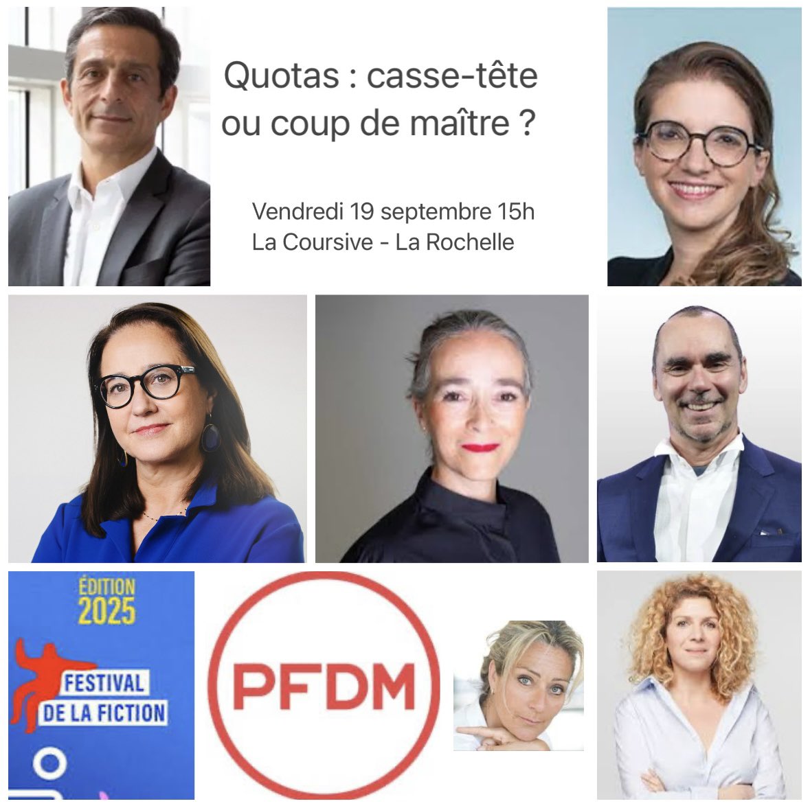 🔥 Quotas : casse-tête ou coup de maître ?
Un débat de haut vol au #FestivalDeLaFiction avec <a href="/auroreberge/">Aurore Bergé</a> , <a href="/martinajdari/">Martin Ajdari</a> Delphine Ernotte Cunci, <a href="/HeleneEtzi/">Hélène Etzi</a>, Pascal Breton &amp; Baya Kasmi.

🗓️ 19 sept. | 15h
📍 Théâtre Verdière – La Coursive

Animé par <a href="/dhombres1/">Isabelle Dhombres</a> 
👉 Organisé par