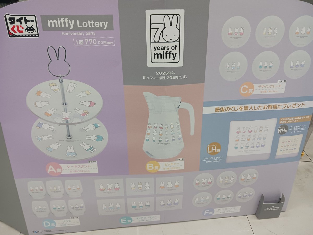 タイトーくじ　ミッフィー　Anniversary party 誕生70周年を迎えた『ミッフィー』の実用雑貨が登場「タイトー