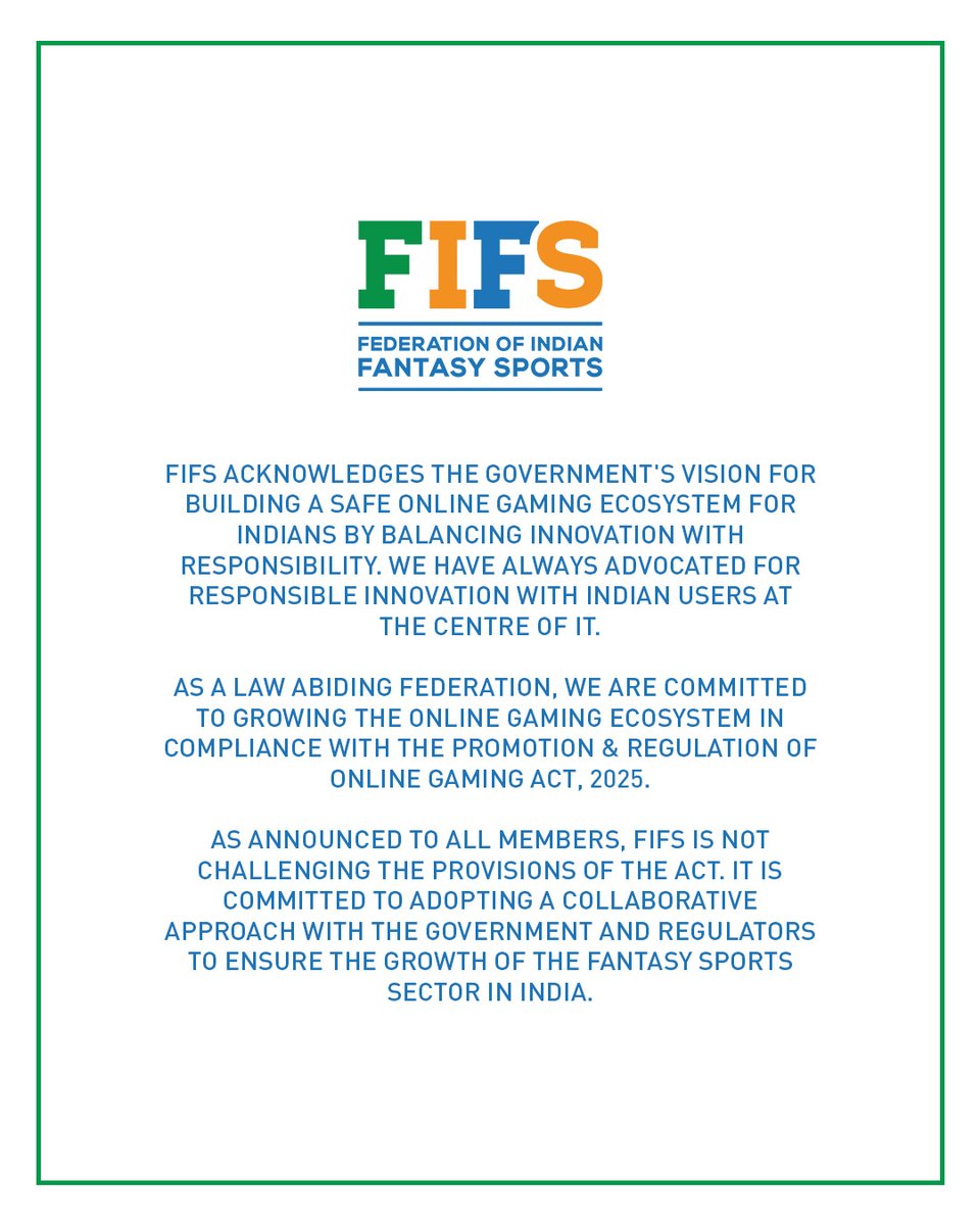 FIFS_Official's tweet image. FIFS Statement on the Promotion and Regulation of Online Gaming Act, 2025.