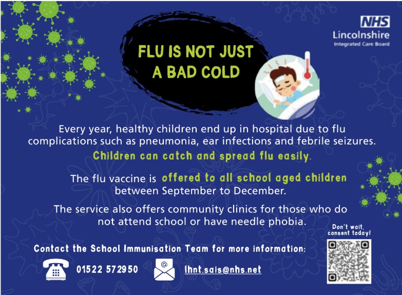 Flu isn’t “just a cold”. 🤒 Protect your child this winter with the flu vaccine 💉 – offered to all school-aged children (Sept–Dec). #FluVaccine