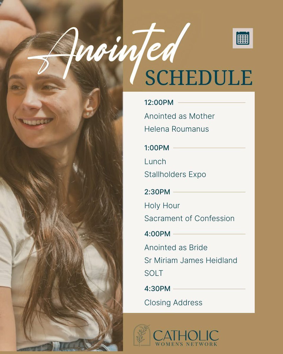 Limited tickets are left for the Catholic Women Network’s “Anointed” Conference. It takes place on Saturday 27th September 2025 at Royal Randwick Racecourse, Sydney 9am - 5pm (Doors open from 8:30am) trybooking.com/events/landing…