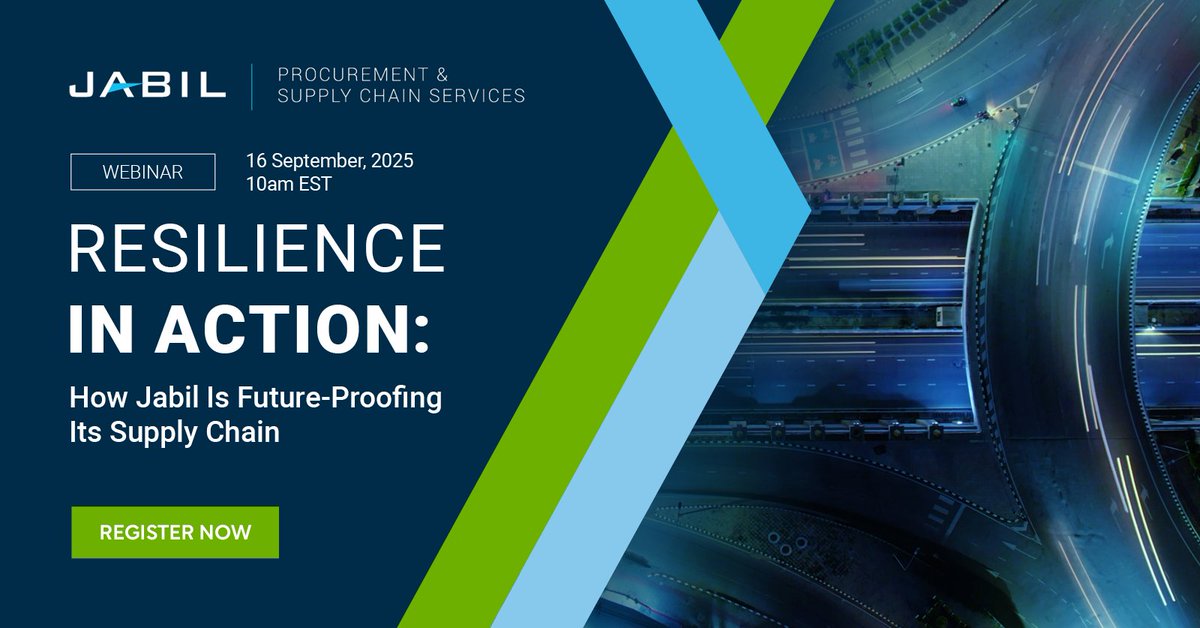 SupplyChainD's tweet photo. Join us on September 16, 3:00 PM BST and 10:00 AM EST for Resilience in Action: How Jabil Is Future-Proofing Its Supply Chain.

👉 Register now: https://t.co/KKejIQ9Pt9 https://t.co/TK8byjxZgT