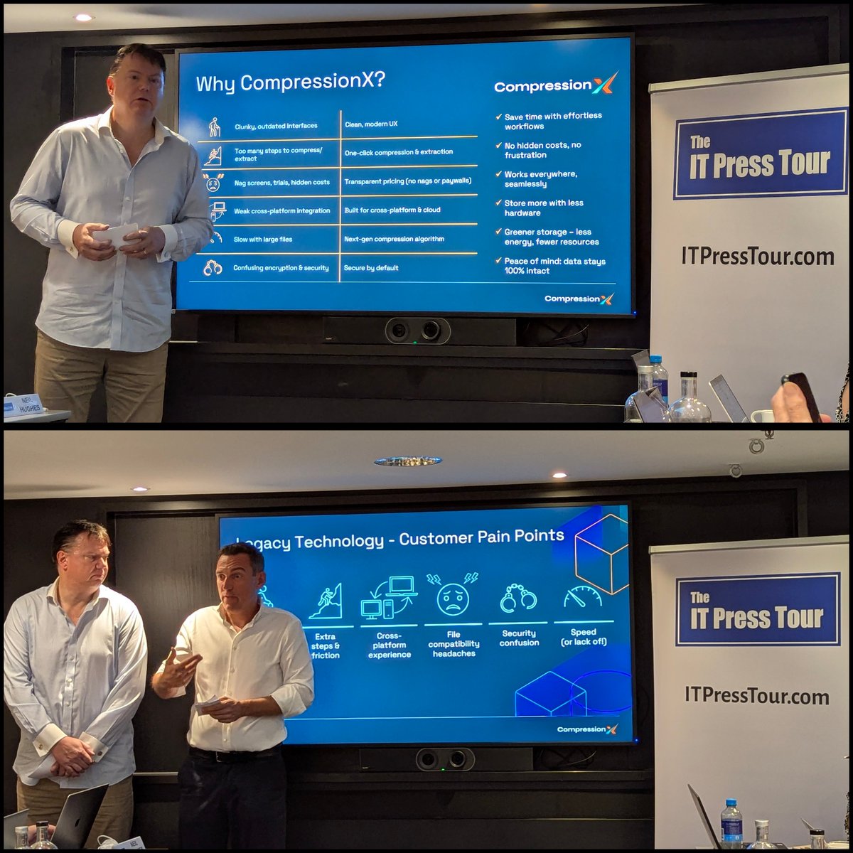 ITPressTour's tweet image. Now with Stuart Marlow Co-founder and CTO #CompressionX explaining why #CompressionX #MultiCloud #DataManagement #DataReduction #Compression #TCO #ITPT @ITPressTour 63rd Edition in Amsterdam