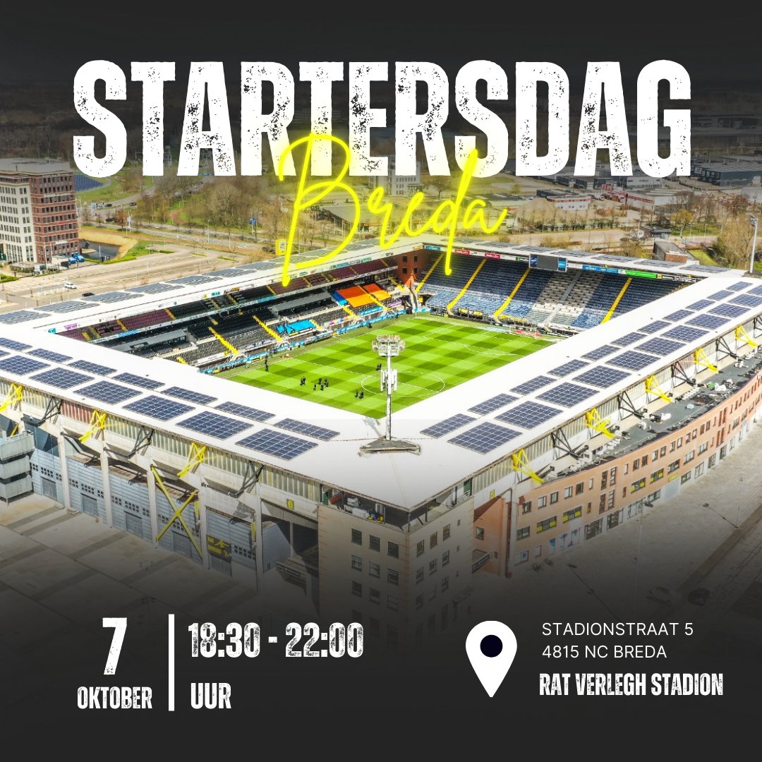 Dé Startersdag Breda – 7 oktober! Voor (pré)starters, ZZP’ers en kleine MKB’ers: inspiratie, workshops en netwerken.
📍 Rat Verlegh Stadion, 18.30–22.00
Gratis aanmelden: shop.tickets.cm.com/85f86adb-e07f-…