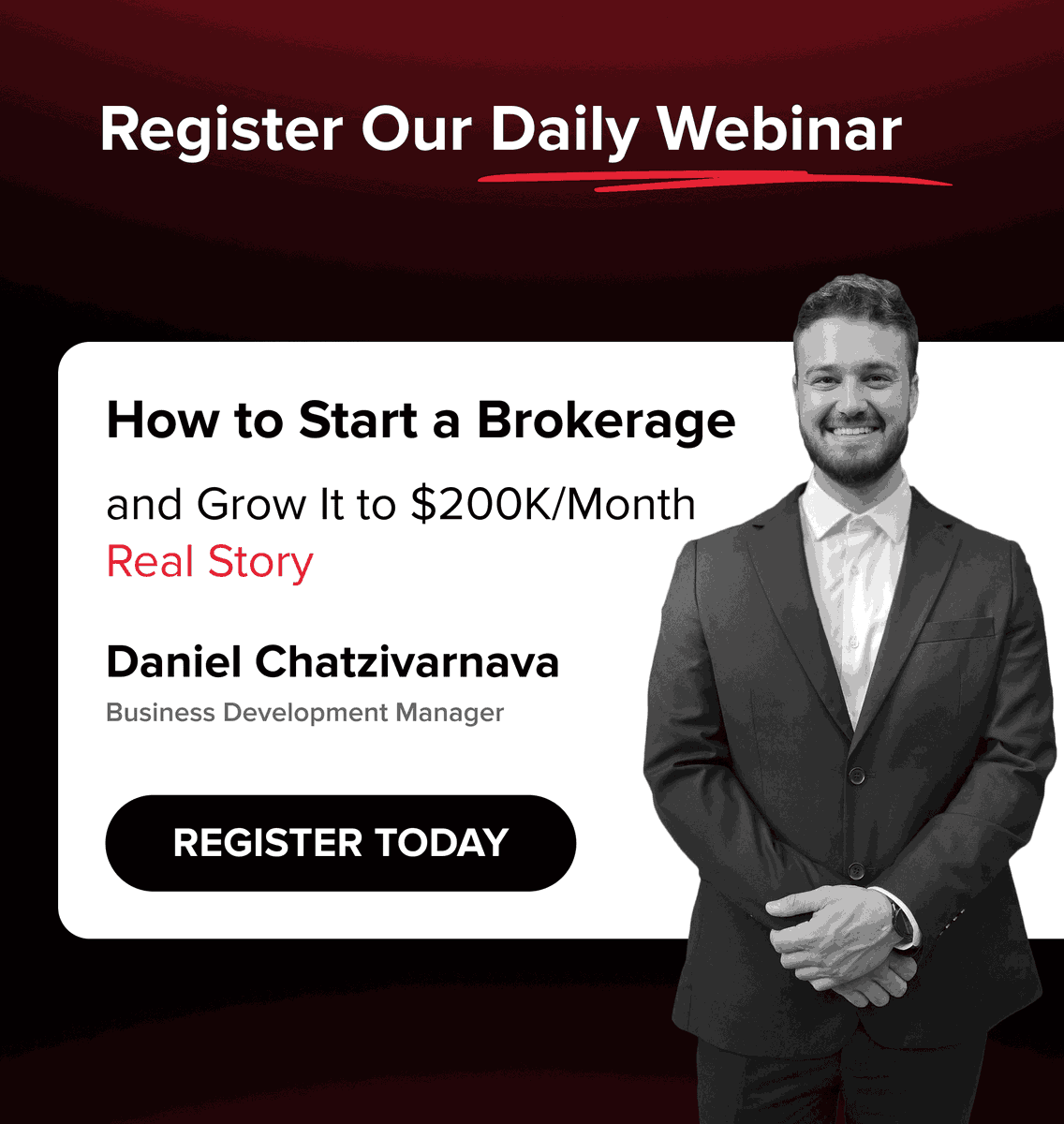 Quadcode_SaaS's tweet image. In our daily webinar, Daniel reveals the real journey of building a brokerage from zero to $200K/month.
📅 Runs daily – so you can join at your convenience.
🎯 Don’t just dream it—learn how it’s done.
Register today 👉 ow.ly/pT0g50WTJXS