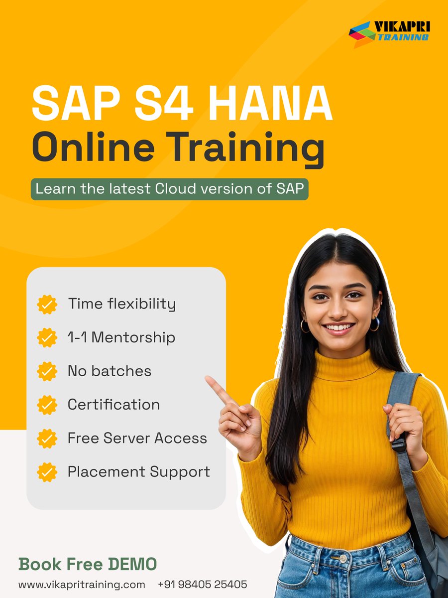 VikapriT's tweet image. Become an SAP Consultant (S4HANA) in just 85 days

We provide training to equip your skills in both theoretical knowledge and hands-on experience with real-time SAP ERP Systems.

📞 +91 9840525405 | 🌐  vikapritraining.com 

#vikapritraining #sapcourse #saptraining #erp