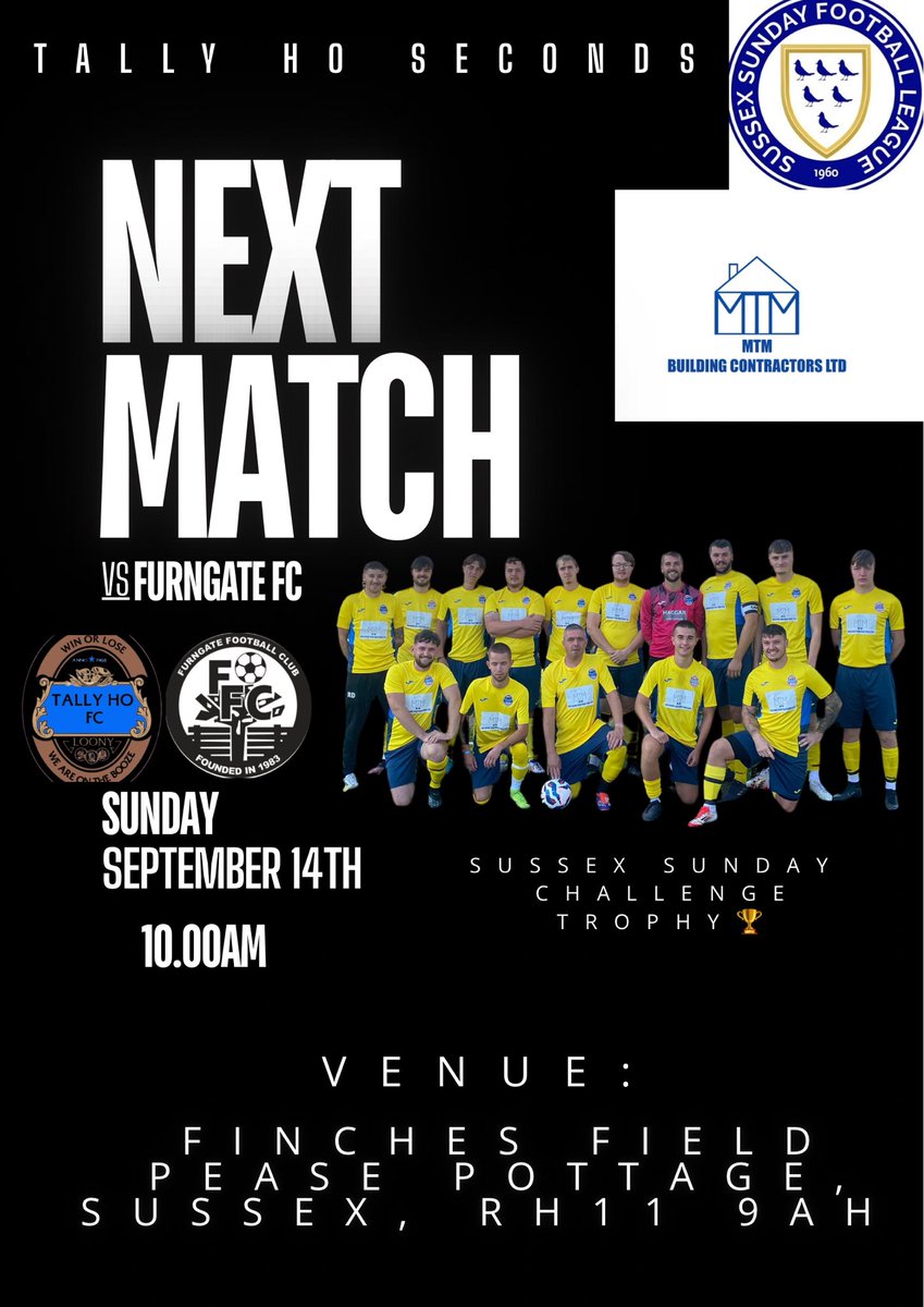 Tally Ho FC (@fctally) on Twitter photo So here we are then…. For the first time ever both the first team and the second team out in action. First team at (H) To <a href="/YOHAHUNITEDFC/">YOHAH UNITED</a> 
Second team (A) @furngate 
The first team have an exciting debut in the prem, whilst the seconds have there first game in the cup. #joe6 ⚫️⚪️ So here we are then…. For the first time ever both the first team and the second team out in action. First team at (H) To <a href="/YOHAHUNITEDFC/">YOHAH UNITED</a> 
Second team (A) @furngate 
The first team have an exciting debut in the prem, whilst the seconds have there first game in the cup. #joe6 ⚫️⚪️