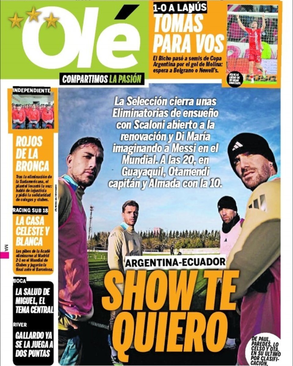 SHOW TE QUIERO 🫶🇦🇷 | #LaTapaDeOlé Martes 9 de septiembre 📰

¡HOY TERMINAN LAS ELIMINATORIAS! 👊💥