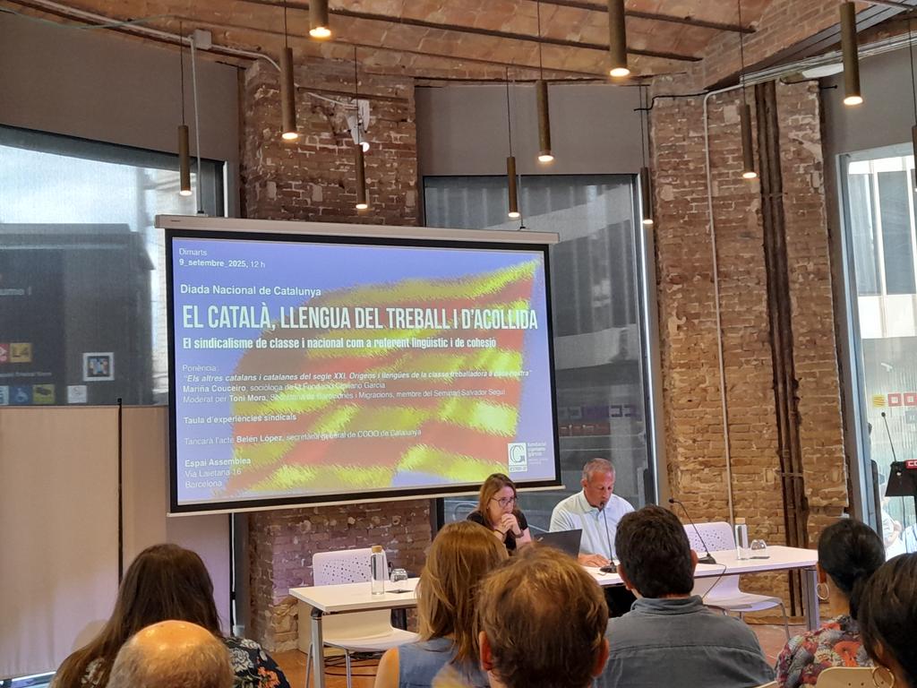 Avui a <a href="/ccoocatalunya/">CCOO de Catalunya</a> celebrem la diada reivindicant la llengua catalana com a eina de cohesió social en el món del treball i en la societat en general. Cal emprar-la i estimar-la cada dia.