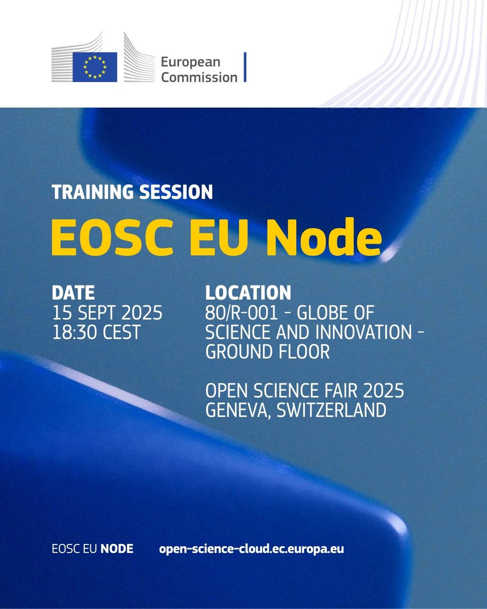 OpenAIRE_eu's tweet image. See the future of collaborative European research in action! 

Join for a live demo of the #EOSCEUNode at the @OpenScienceFAIR  in Geneva.

Take this chance for a hands-on showcase of Europe’s operational federated node enabling seamless, FAIR, and GDPR-compliant research across…