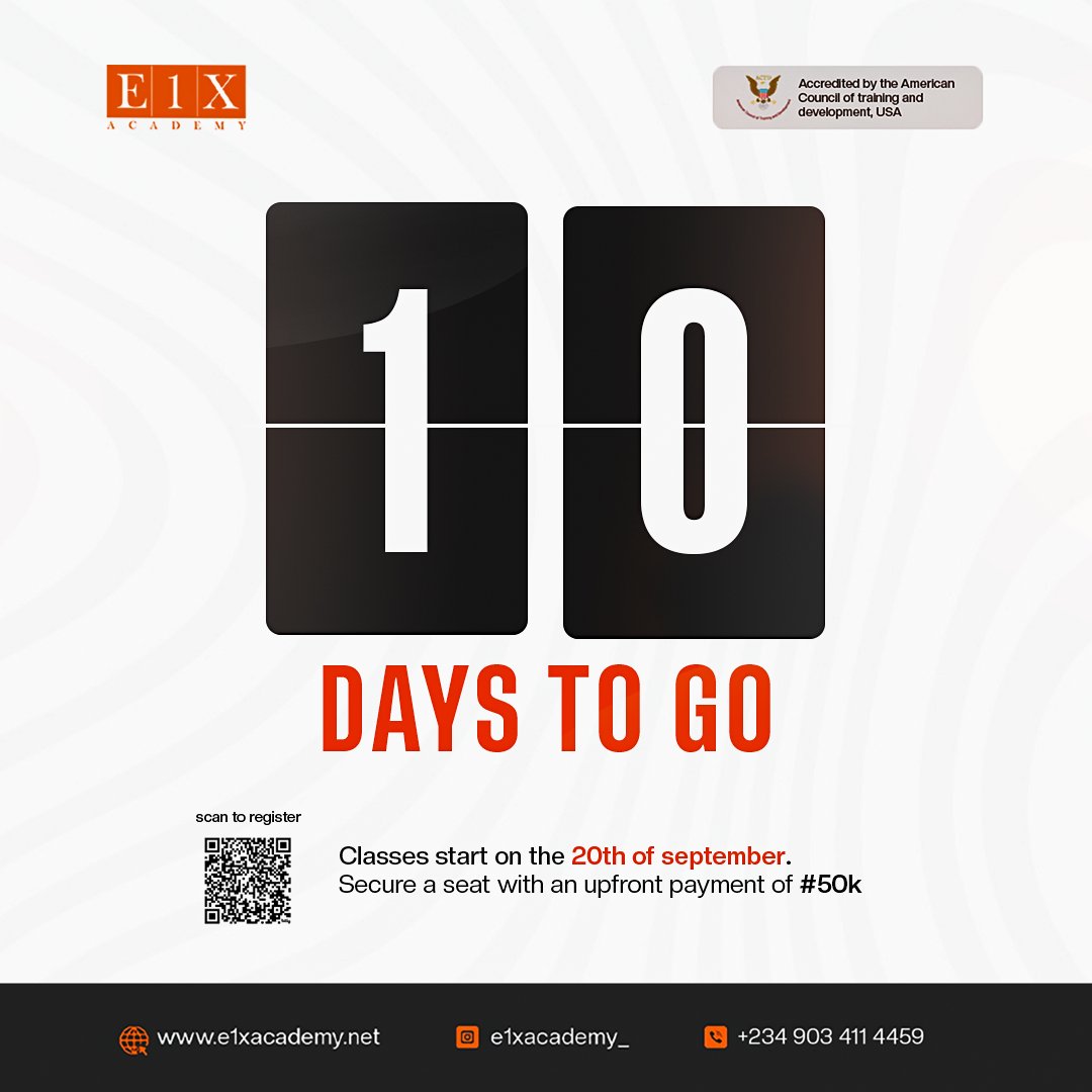 E1XAcademy's tweet image. 10 Days Left!
Our Data Analytics Class is starting soon 🚀
📊 Learn in-demand skills
💼 Internship after training
💰 Start with ₦50,000
👉 Secure your spot today: chat.whatsapp.com/D2TJf42MWuLLIP…
#E1XAcademy #DataAnalytics #TechTraining #FutureOfWork