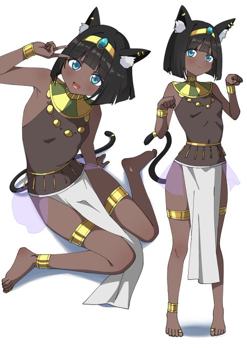 褐色エジプト猫耳ロリを描いてみたよ🐈‍⬛🇪🇬 