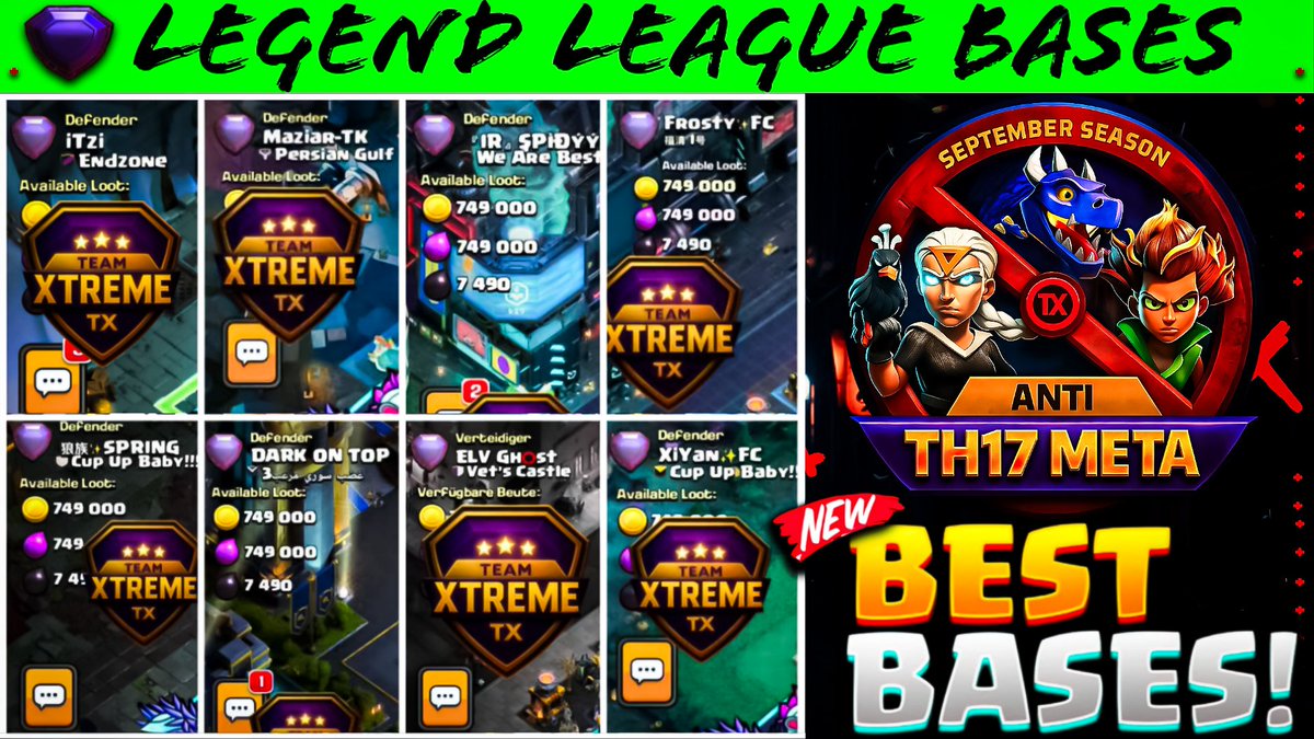 Top 10 Base For September Season
. 
youtu.be/KyiFUQRunII?si…
. 
youtu.be/KyiFUQRunII?si…
. 
 #ClashofClans #legendbases #tx