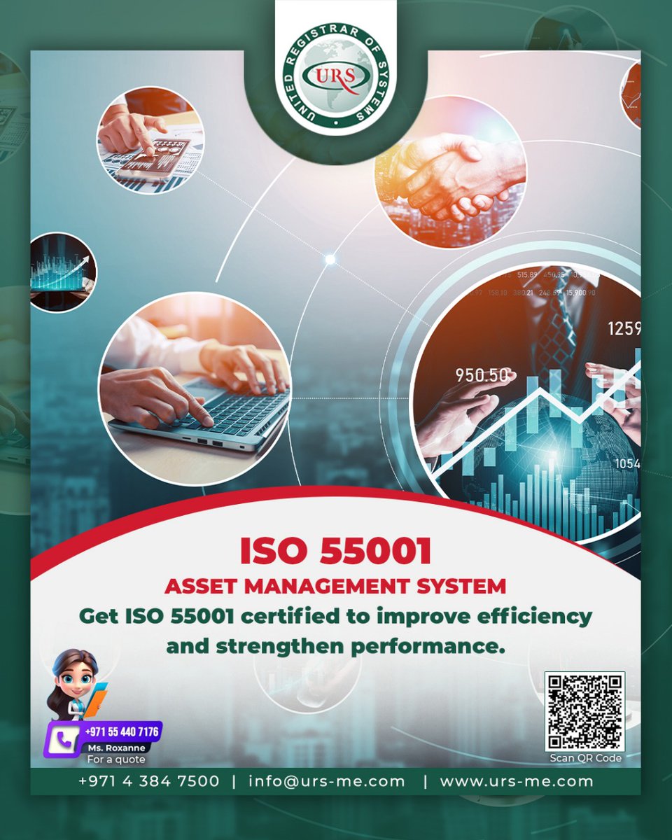 ursmiddleeast's tweet image. Certification that helps you optimize resources, improve efficiency, and strengthen overall performance.
Partner with URS ME to achieve ISO 55001 certification and maximize asset value.
urs-me.com
Call +971 43847500
#ISO55001 #AssetManagementSystem #URSCertification