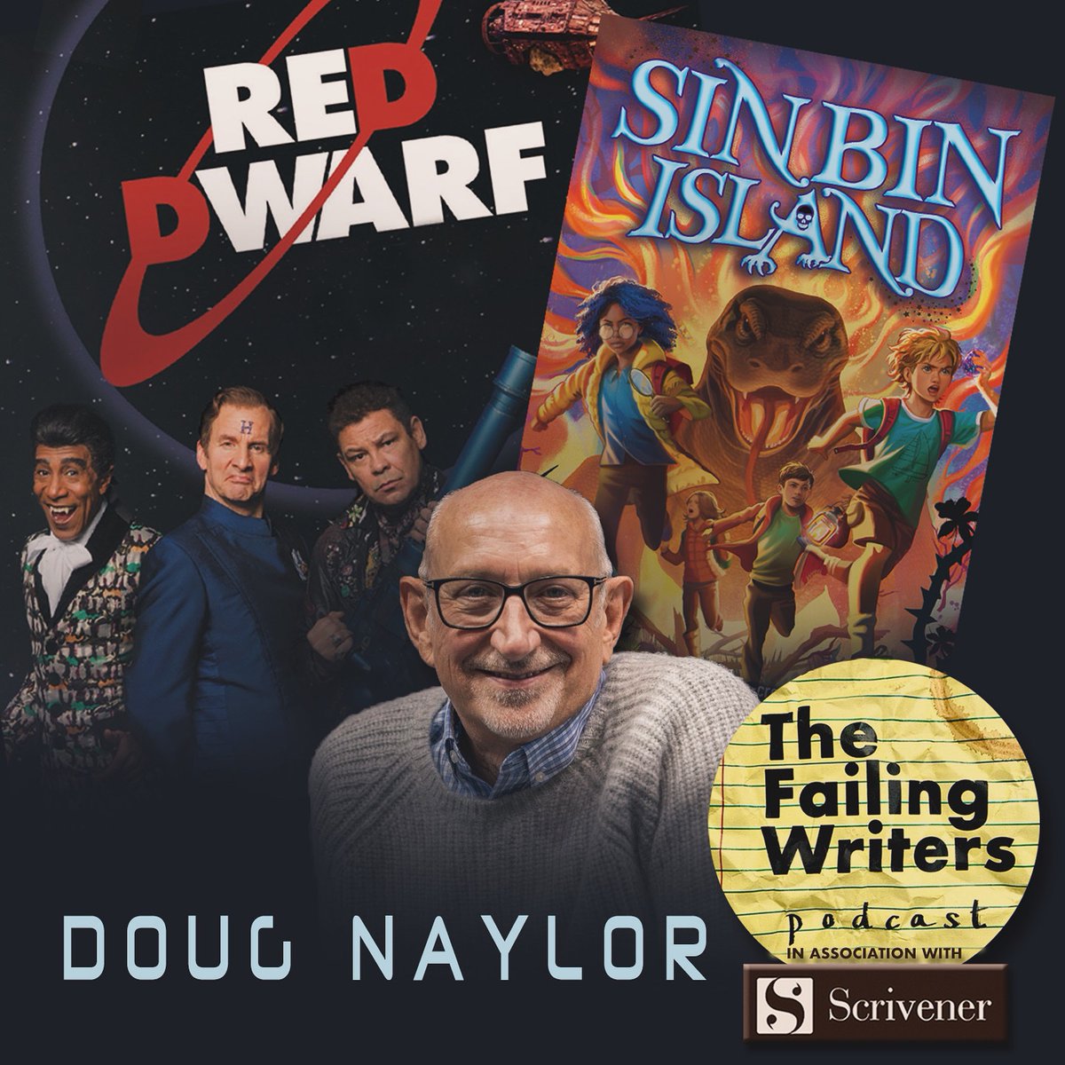 Red Dwarf. The Chicken Song. A children’s book called Sin Bin Island.
What kind of brain comes up with all that?
The brain of <a href="/DougRDNaylor/">Doug Naylor</a>  of course! 🧠 
We talk #ideas, #writingcomedy,#RedDwarf. Check the link in our bio.