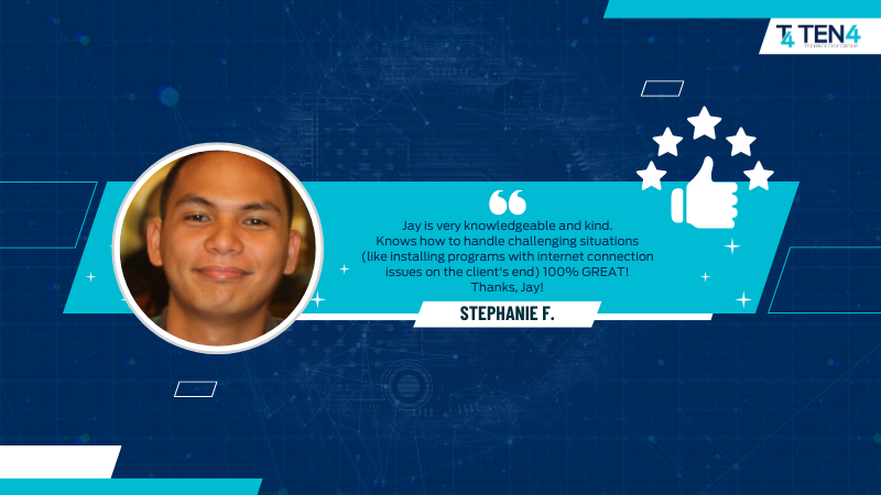 ten4_tech's tweet image. 🌟 Knowledge, patience, and skill make all the difference. Jay’s dedication to solving challenges and supporting clients shows what true IT professionalism looks like.
#Ten4 #Ten4Tech #ClientSuccess #ITSupport #CustomerFirst #TechSolutions #Innovation #FutureReady