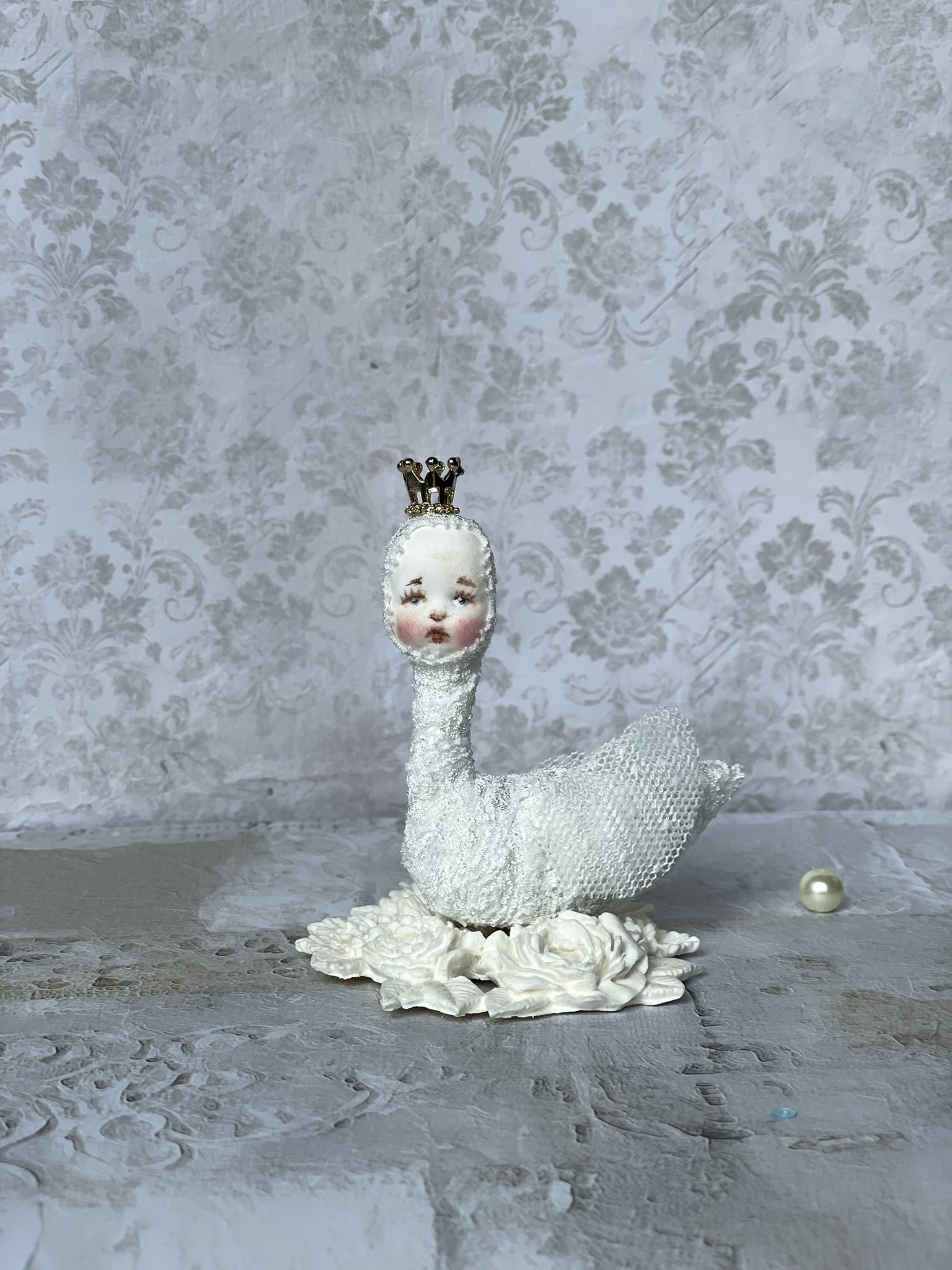 貴婦人白鳥 スワン アーティストベア 海外作家様 ハンドメイド ぬいぐるみ 貴婦人白鳥 スワン アーティストベア 海外作家様 ハンドメイド