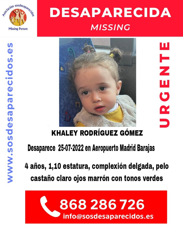 ALERTA DESAPARECIDOS (@sosdesaparecido) on Twitter photo 🚨 ALERTA: Khaley, una niña española, sigue secuestrada en #Egipto. Su vida corre peligro. 🚨
Exigimos al <a href="/MAECgob/">Ministerio de Asuntos Exteriores, UE y Cooperación</a> que actúe ya, coordinándose con el gobierno egipcio, para rescatarla y devolverla a España.
⚠️ Cada minuto cuenta. Khaley necesita volver a casa.
#SaveKhaley 🚨 ALERTA: Khaley, una niña española, sigue secuestrada en #Egipto. Su vida corre peligro. 🚨
Exigimos al <a href="/MAECgob/">Ministerio de Asuntos Exteriores, UE y Cooperación</a> que actúe ya, coordinándose con el gobierno egipcio, para rescatarla y devolverla a España.
⚠️ Cada minuto cuenta. Khaley necesita volver a casa.
#SaveKhaley