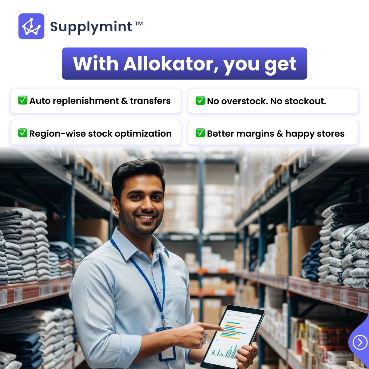 supplymint's tweet image. Stores struggling despite full warehouses? 🛑
Guesswork in stock transfers is costing you!
Meet Allokator 🚀
✅ Auto-transfer inventory
✅ Cut overstock &amp;amp; stockouts
✅ Optimize by demand &amp;amp; region

👉 supplymint.com/products/allok…

#Supplymint #Allokator #SupplyChain #Retail #SaaS