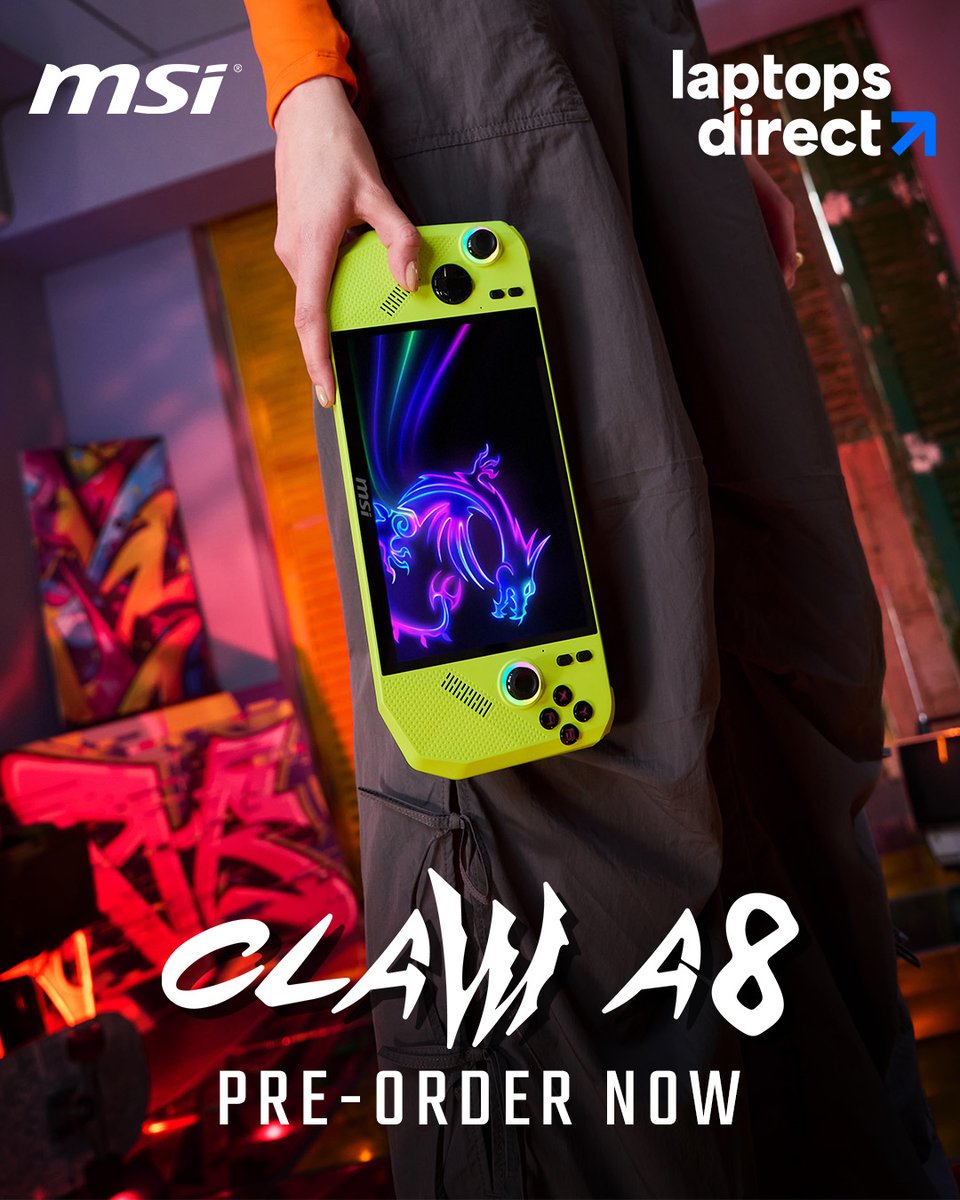 MSI__UK's tweet image. No detours, just gaming power. Pre-order the MSI Claw A8 today direct from Laptops Direct!🔥🚀

Don’t miss your chance to be one of the first to own it ↗️ msi.gm/Claw-A8-Laptop… 

#MSI #ClawA8 #GamingOnTheGo #PreOrder #Laptopsdirect